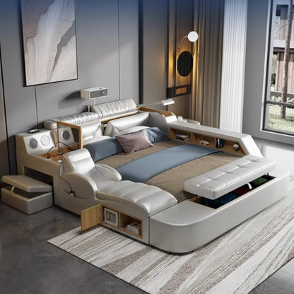 Contact Leather Double Bed: King Size, Luxury Storage, Modern