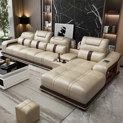 Genuine Leather Living Room Sofa - Modern Designer Loveseat & Sectional