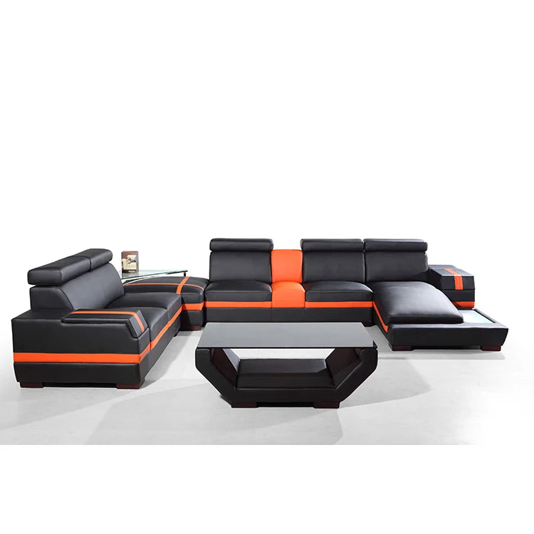 Luxury Modern Genuine Leather Corner Sofa Set for Living Rooms