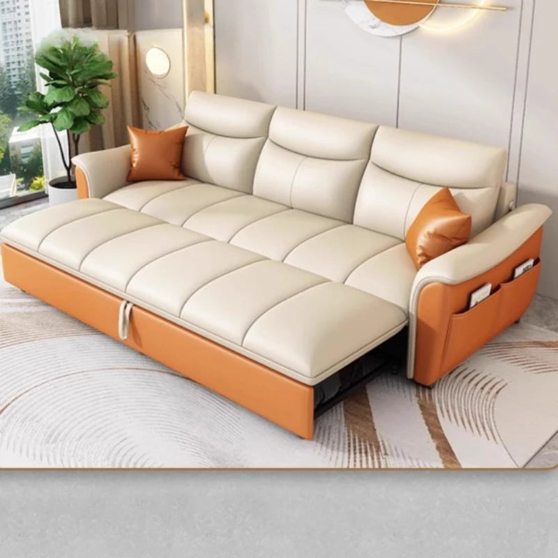 Leather Fancy Sofa Bed - Modern Luxury Nordic Daybed