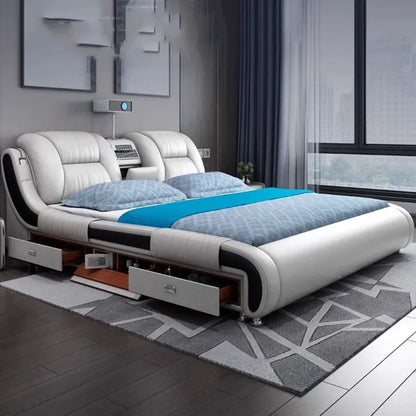 Multifunction Storage Double Bed, Smart Cama Box Casal Room Furniture