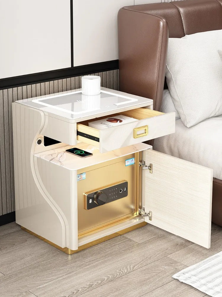 Smart Bedside Table with Safe, Rechargeable Light & Multi-Function