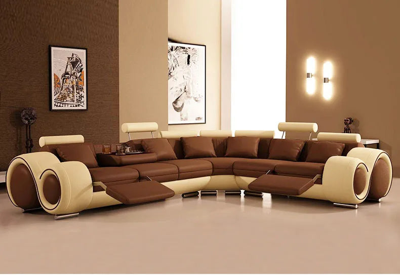 Modern European Style Luxury Living Room Sofa Set – L-Shaped Reclining Sectional
