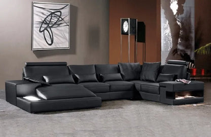 Modern 5-Seater Genuine Leather Corner Sofa for Living Rooms