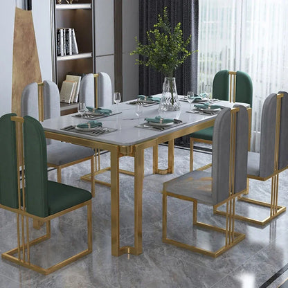 Unique Luxury Dining Set: Modern Metal Legs, Space-Saving Rectangular Table, Nordic Design