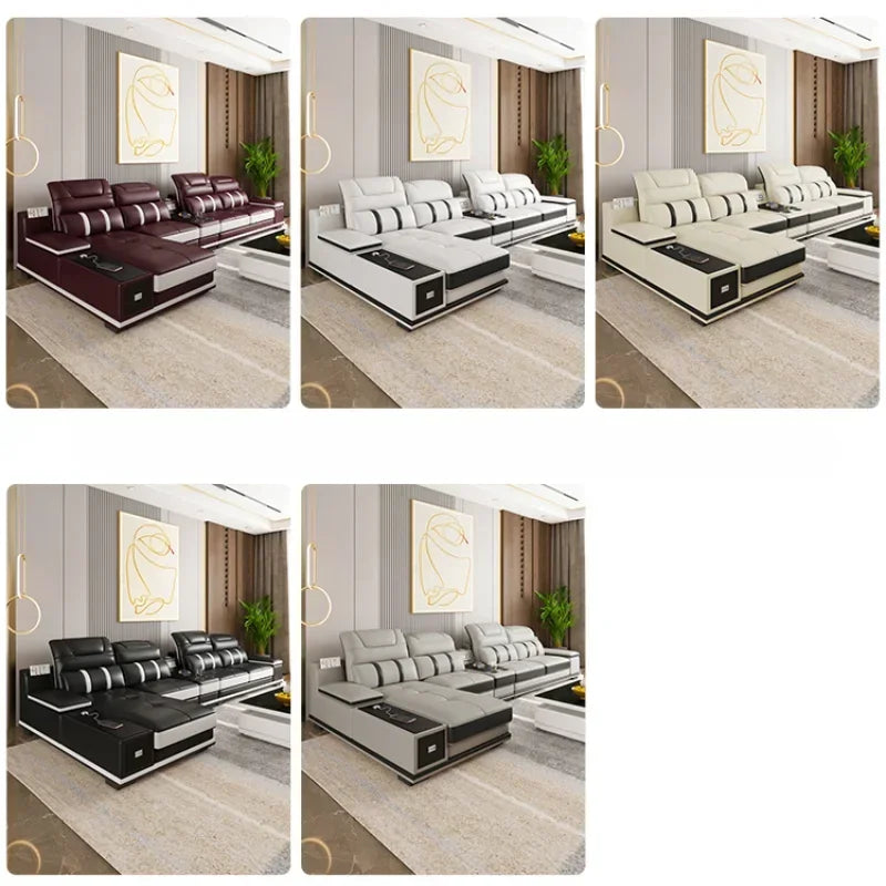 Modern Leather Sofa - Italian Design with Bluetooth & USB