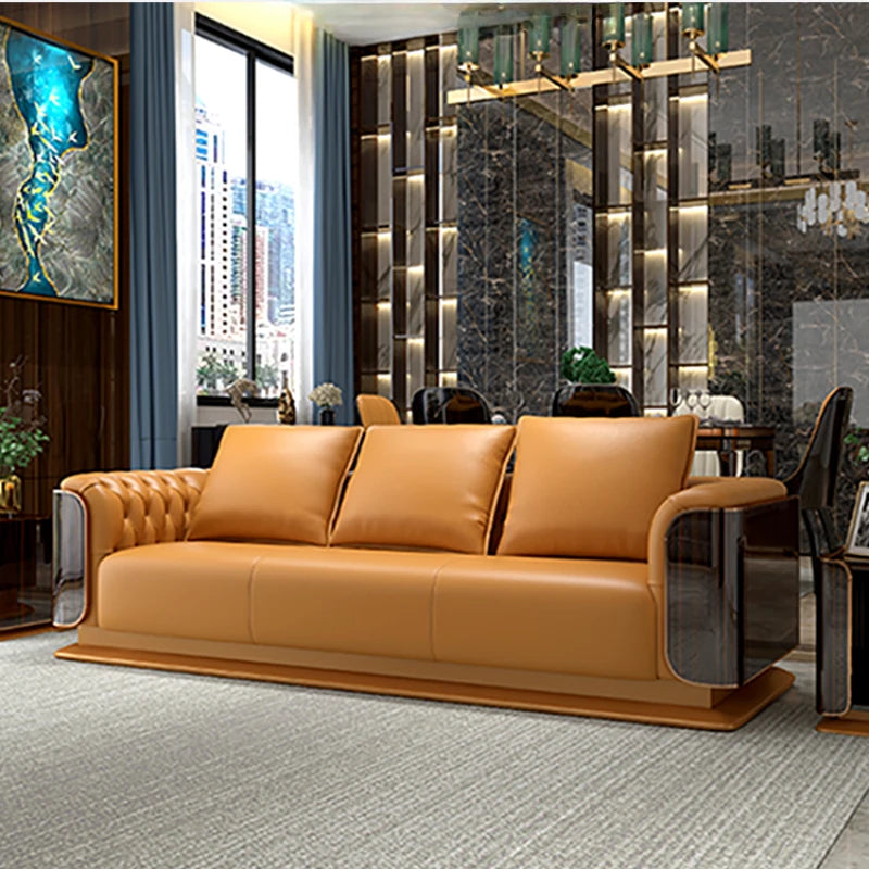 Genuine Leather Living Room Sofa - Luxury Italian Sectional