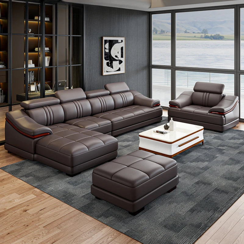 Luxury Italian Leather Sectional Sofa - Reclining Modern Lounge