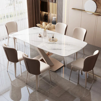 Metal Nordic Dining Set: Luxury White Marble Table, Natural, Restaurant/Home Furniture