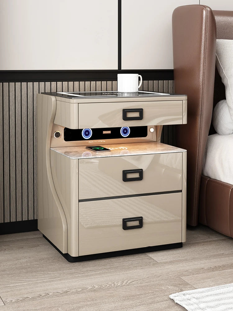 Smart Bedside Table with Safe, Wireless Charging & Bluetooth Speaker