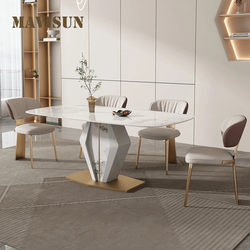 Center Luxury Dining Tables: Marble, Chair Combination, Modern, Small Apartment Furniture