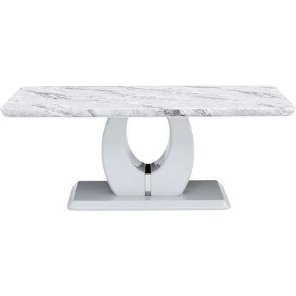 Modern Coffee Table: Faux Marble, Rectangular, Center, Accent Furniture for Living Room