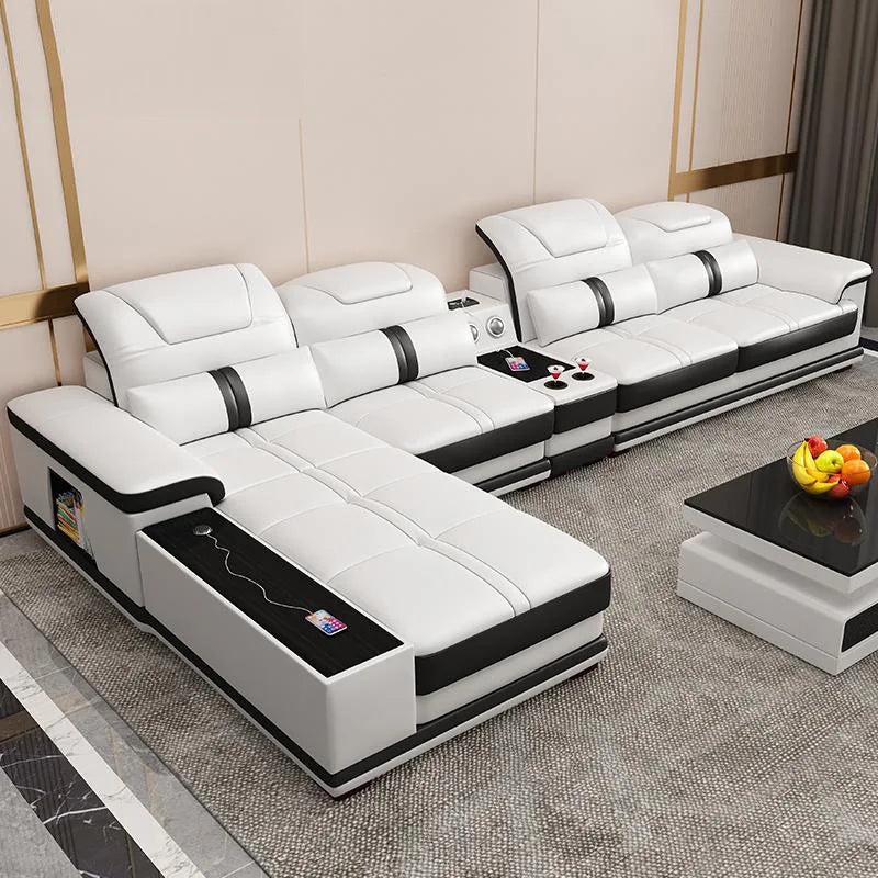 Modern Elegant Modular Accent Lounge Sofa – Printed Leather & Velvet