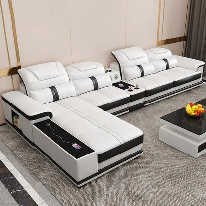 Modern Elegant Modular Accent Lounge Sofa – Printed Leather & Velvet