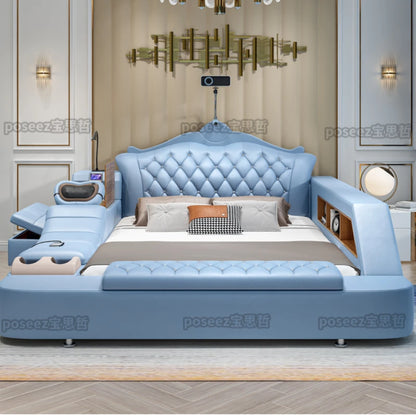 Luxury King Bed - Headboard Storage, Drawers, Modern Design