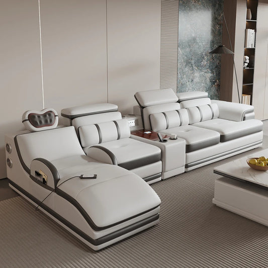 Electric Reclining Leather Sofa - Modern Massage Sectional