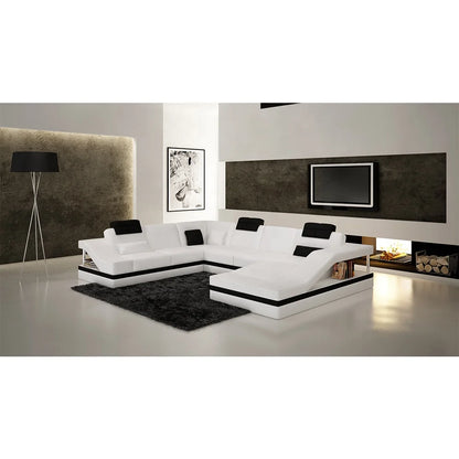 Modern Luxury Black Eco-pure Leather Italian Recliner Sofa Set Furniture Modular Sofa in Leather