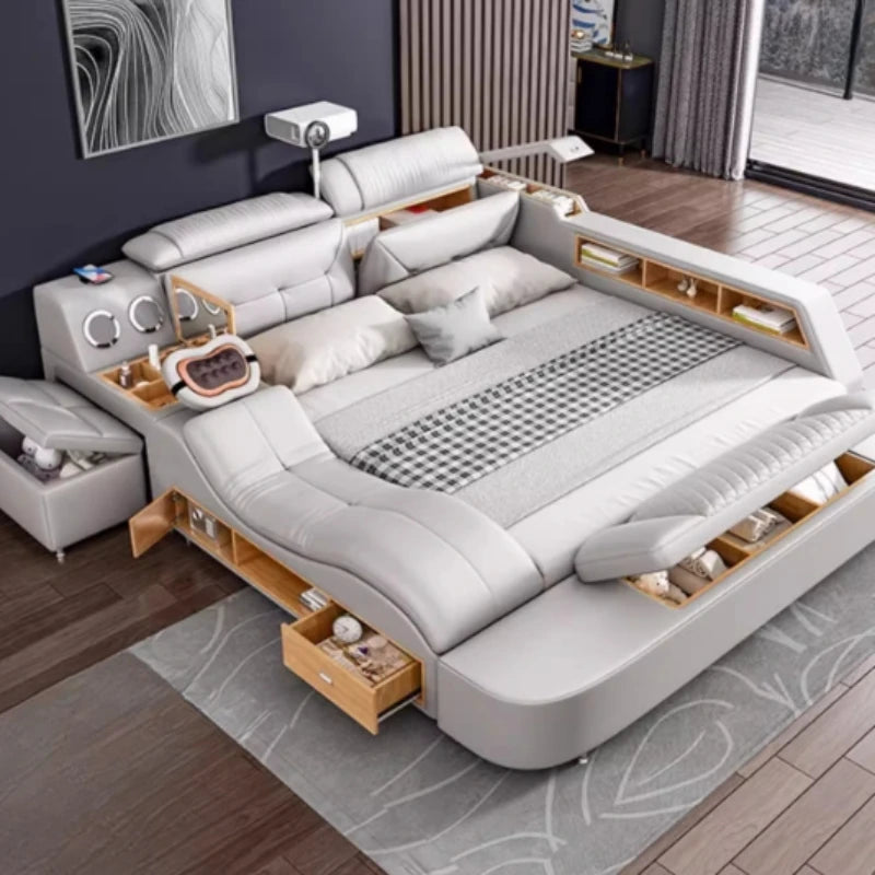 Smart King Size Bed with Drawers - Luxury Multifunctional Frame