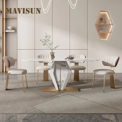 Center Luxury Dining Tables: Marble, Chair Combination, Modern, Small Apartment Furniture