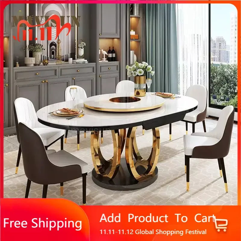 Minimalist Coffee Dining Table: Luxury Turntable, Round Frame, Center Hallway, Kitchen Furniture