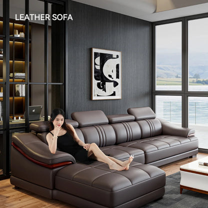 Luxury Italian Leather Sectional Sofa - Reclining Modern Lounge