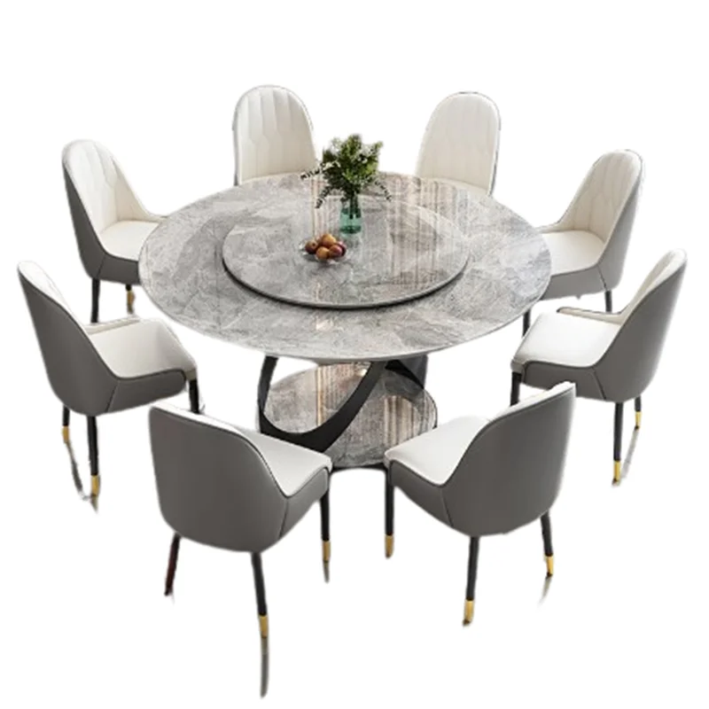 Designer Round Dining Table: Luxury Rotating Turntable, Modern Restaurant Furniture