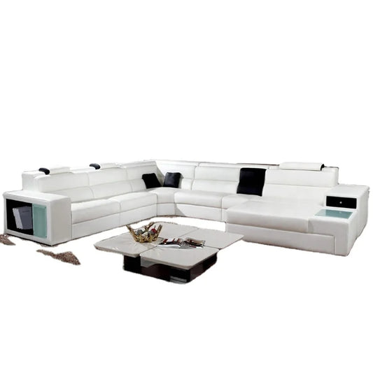 European Style Modern Design  Leather U-Shaped Corner Sofa Set for Living Room Furniture Use at Home