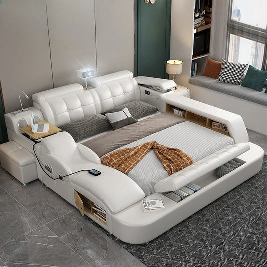 Tech Smart Genuine Leather Bed - Multifunctional Ultimate