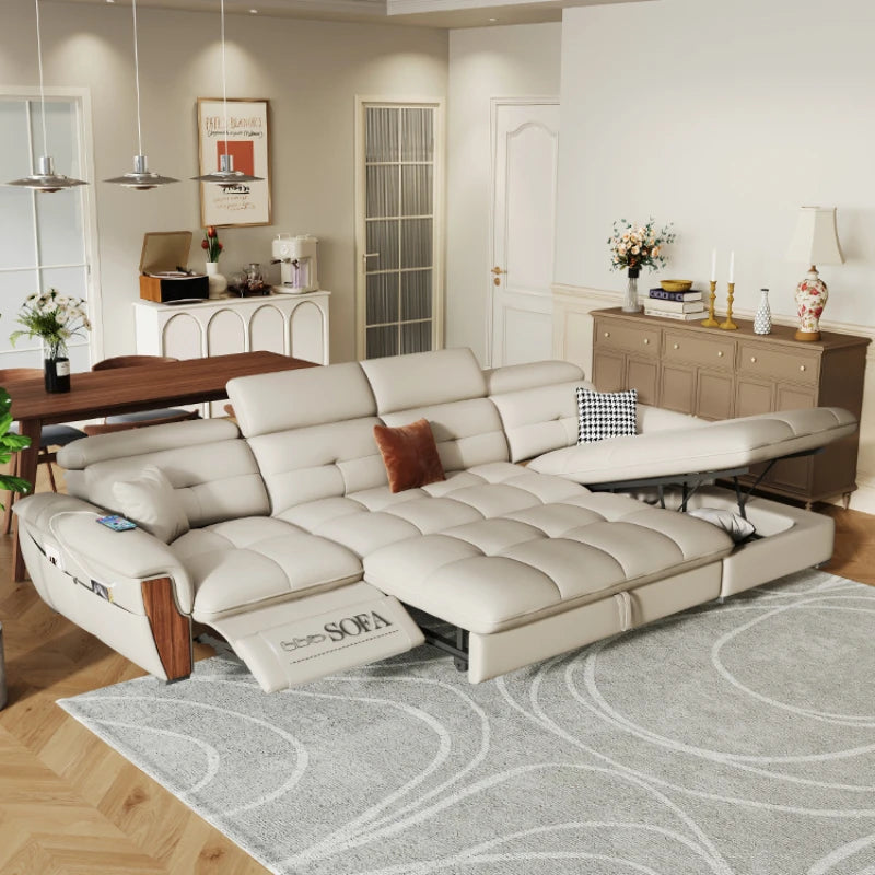 Leather Electric Sofa Bed - Multifunction Telescopic Daybed