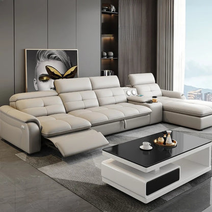 Multi-Functional Leather Sofa Bed - Dual-Purpose & Storage Design