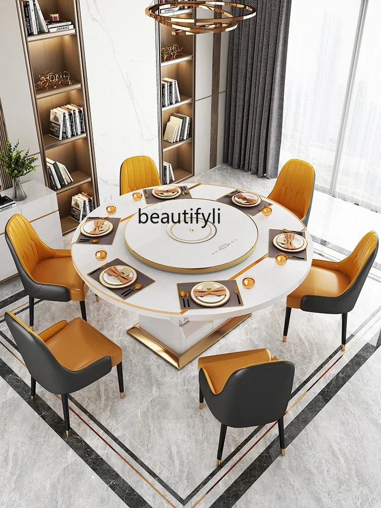 Compact Modern Foldable Dining Table with Induction Cooke