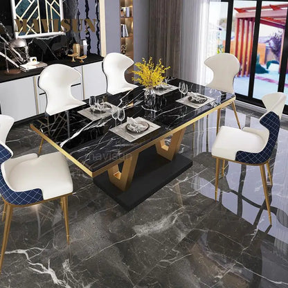 Large Family Dining Table: Luxury Mobile Marble Console, Kitchen Center Table, A Manger Furniture