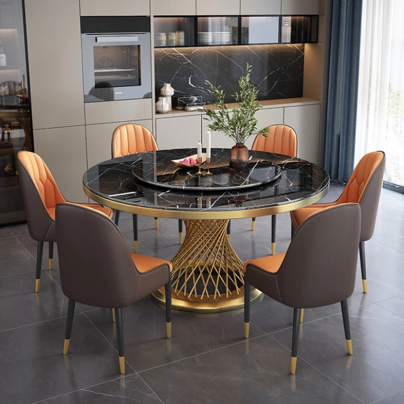 Round Modern Dining Table: Designer Nordic Style, Space-Saving, Foldable, Living Room Furniture