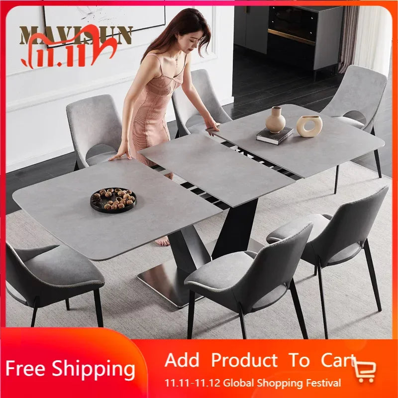 Modern Folding Dining Table: Minimalist Italian Design, Rectangular, Small Apartment, Foldable Kitchen Furniture