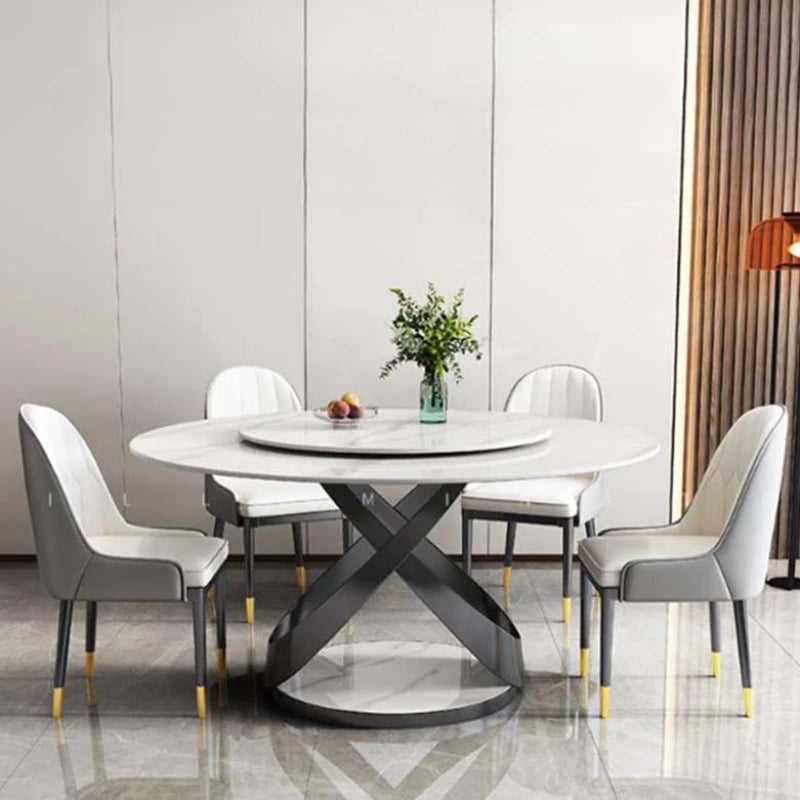 Designer Round Dining Table: Luxury Rotating Turntable, Modern Restaurant Furniture