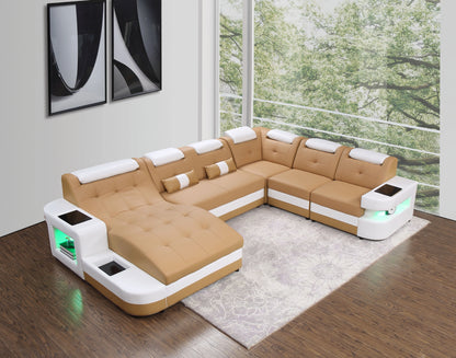 Luxury Buffalo Genuine Leather Loveseat – Modular Sofa for Villas & Restaurants