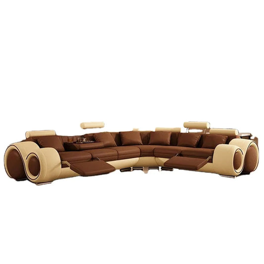Modern European Style Luxury Living Room Sofa Set – L-Shaped Reclining Sectional