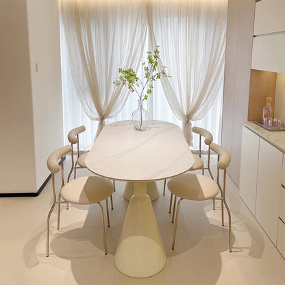 Unique Kawaii Dining Table: Oval, Waterproof, Modern White, Nordic Design