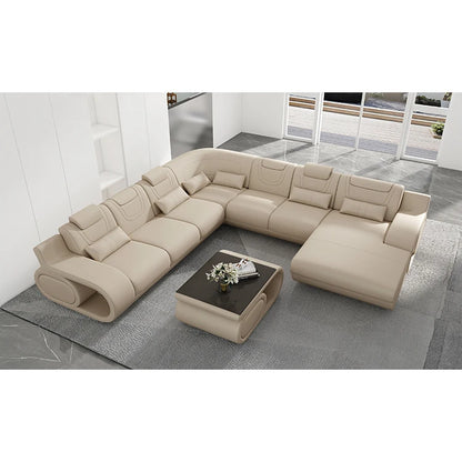 Luxury U-Shaped Leather Sectional Sofa Set for Modern Living Rooms