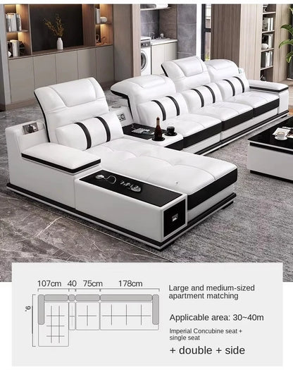 Modern Elegant Modular Accent Lounge Sofa – Printed Leather & Velvet