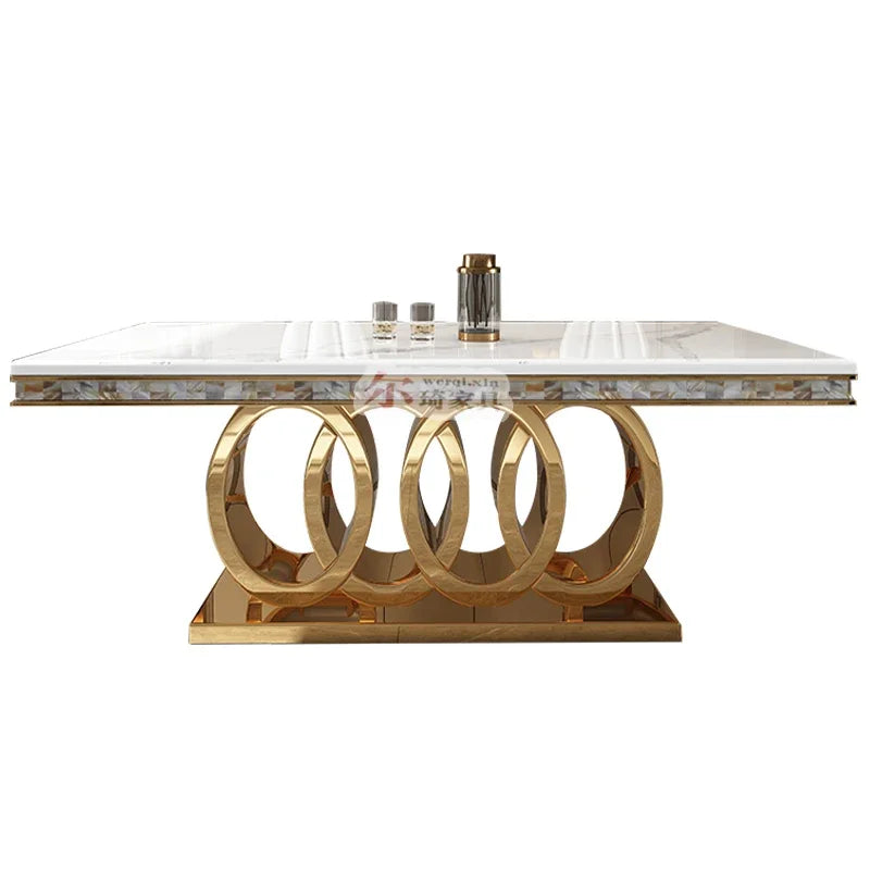 Simple Luxury Marble Dining Table with Chairs Set