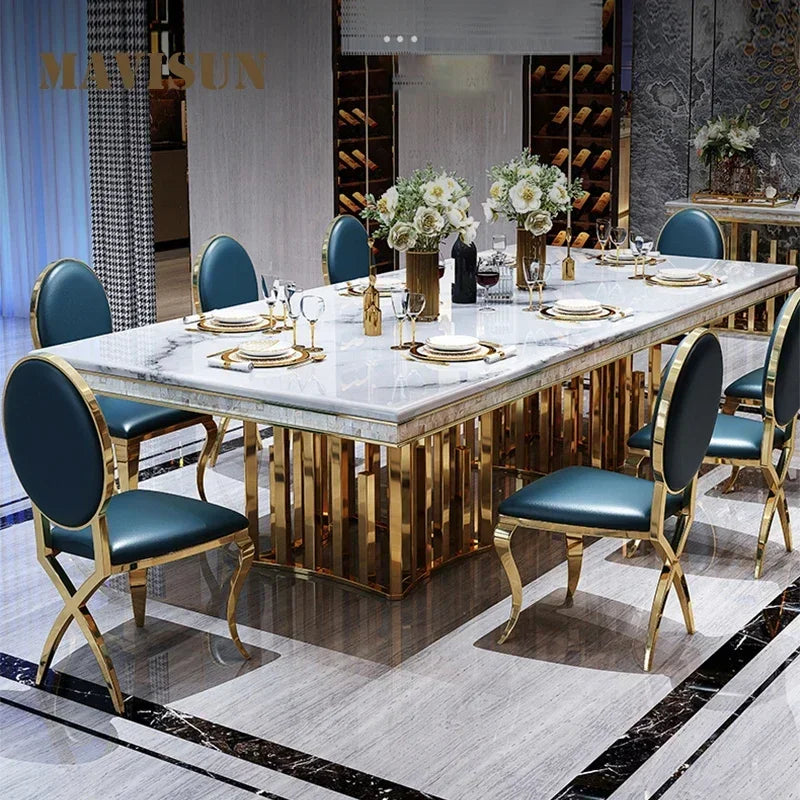 Luxury Modern Dining Table: Marble Desk, Mobile Kitchen Tables, Console, Dining Chairs, Home Furniture