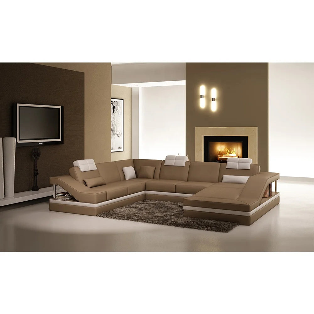 Modern Luxury Black Eco-pure Leather Italian Recliner Sofa Set Furniture Modular Sofa in Leather