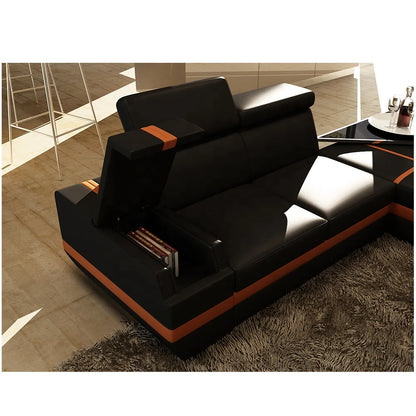 Luxury Modern Genuine Leather Corner Sofa Set for Living Rooms