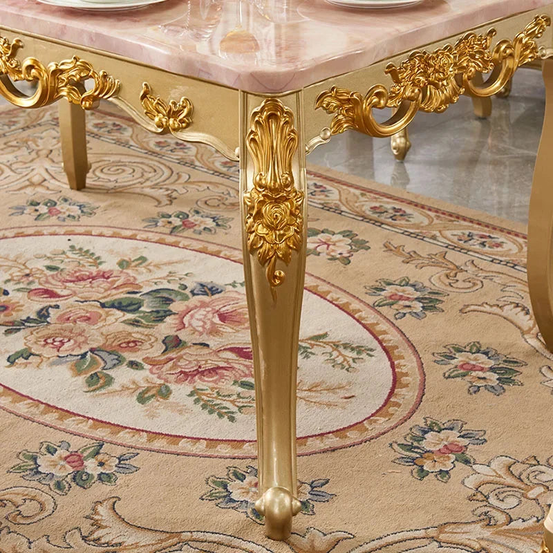 Wooden Luxury Dining Table: Gold Vintage, European, Space-Saving