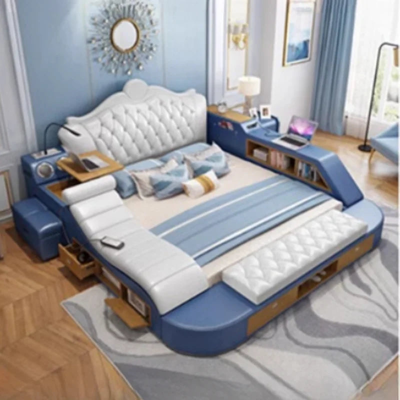 Unique Wooden King Size Bed: Nordic Luxury, Modern Design