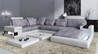 Modern 5-Seater Genuine Leather Corner Sofa for Living Rooms