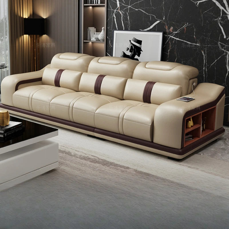 Genuine Leather Living Room Sofa - Modern Designer Loveseat & Sectional