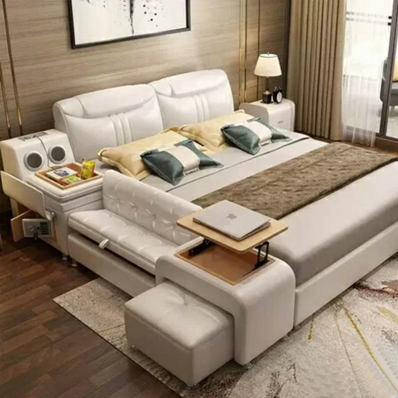 Elegant King Size Bed with Storage - Loft Leather, Luxury