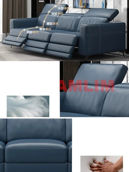 Functional Leather Sofa Set - Electric Reclining Sectional